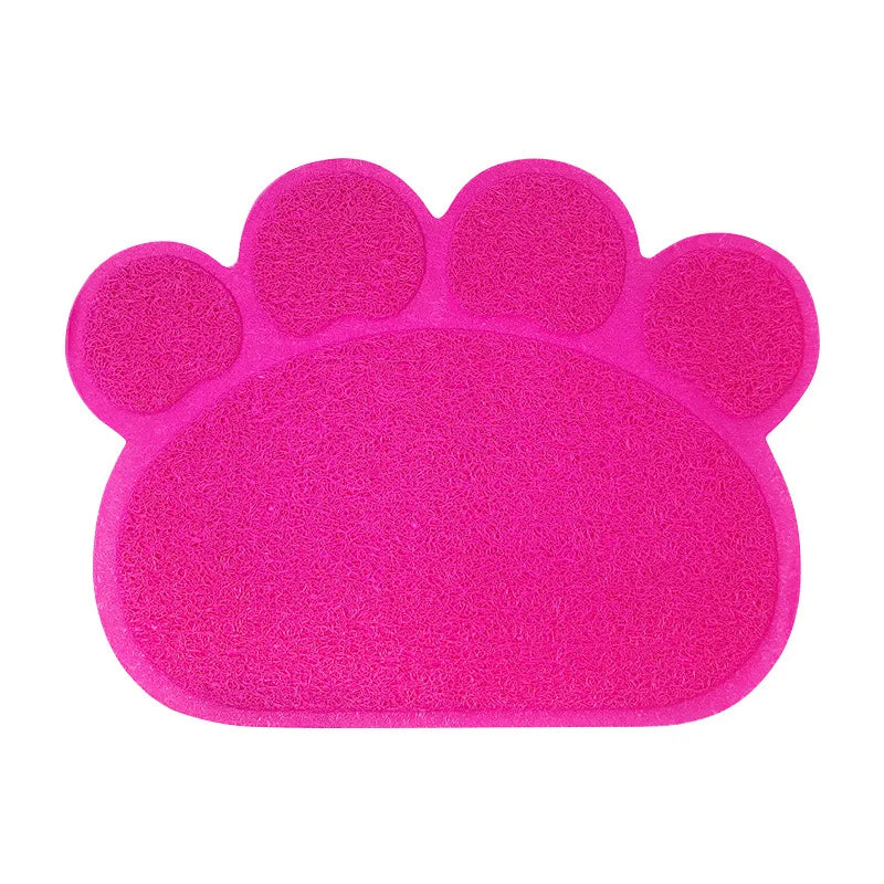 Paw Print Cat Litter Mat – Colorful Non-Slip PVC Floor Protector for Litter Box & Pet Feeding Area