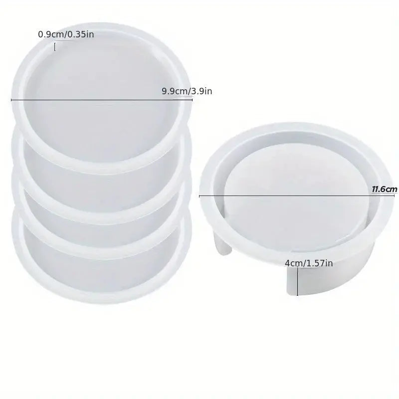 Silicone Coaster Resin Mold Set with Storage Holder for DIY Home Decor