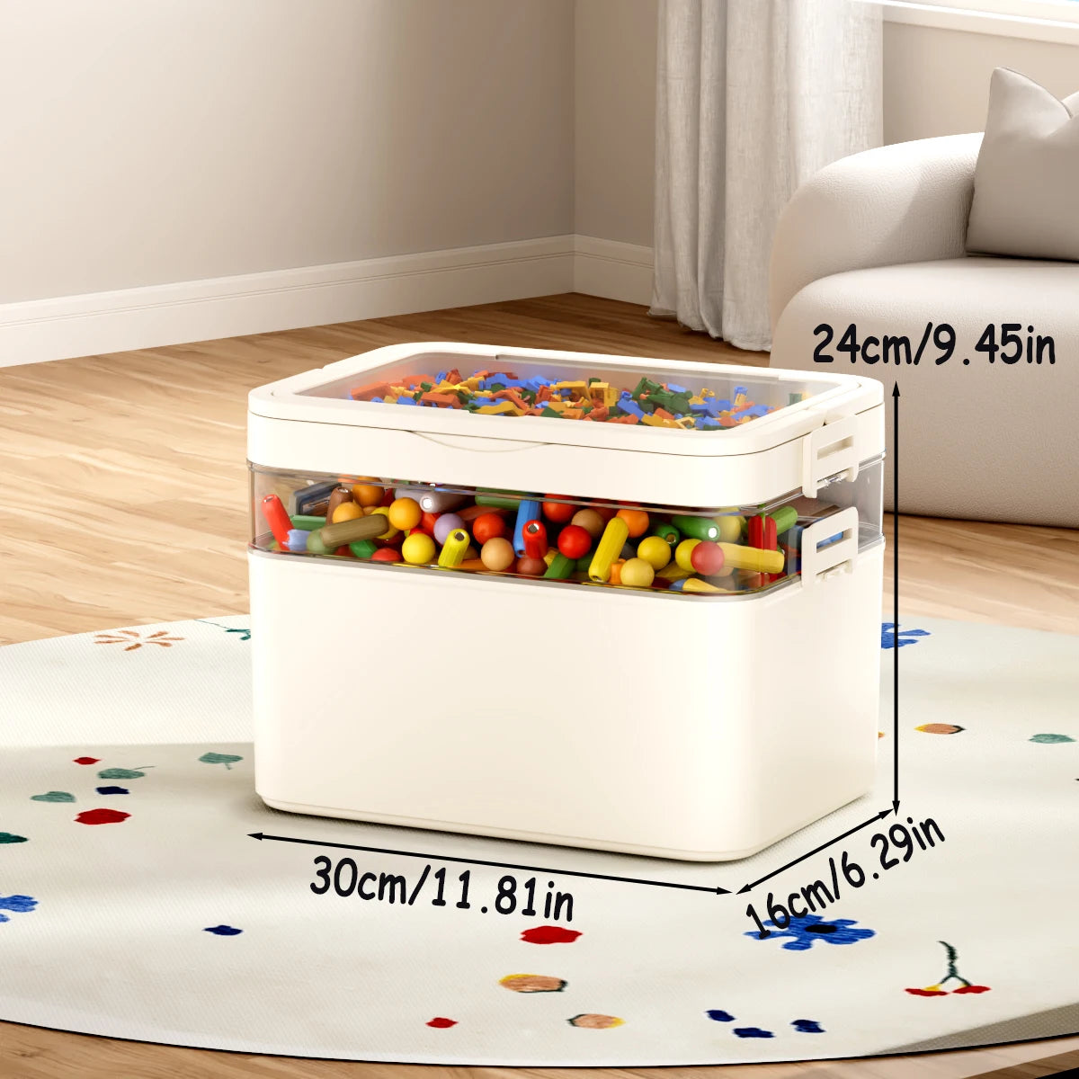 Stackable Multi-Layer Storage Box with Handle for Toys & Home Organization