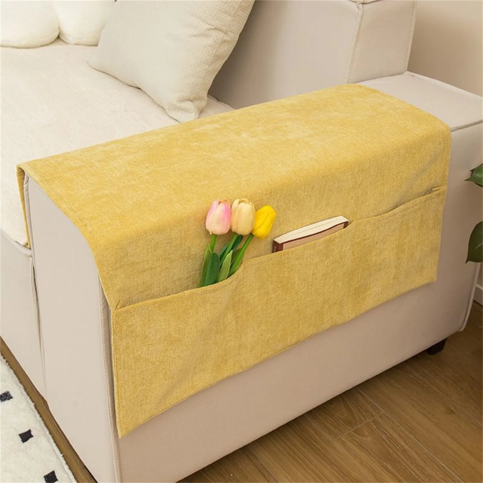 Fabric Sofa Armrest Organizer with Pockets