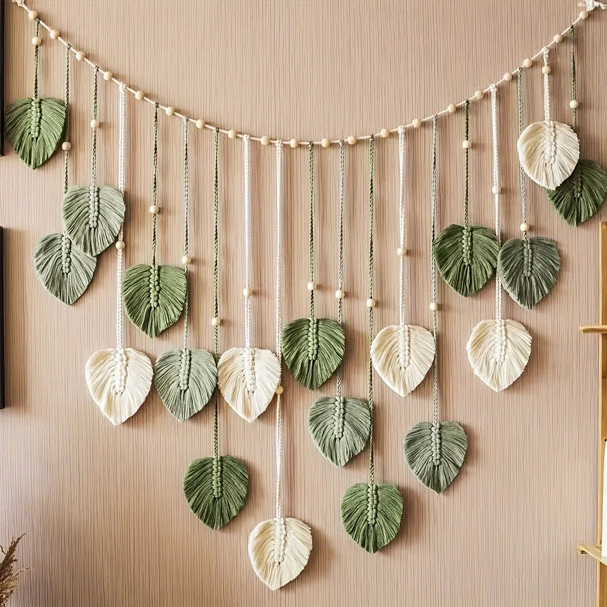 Willow Green Leaf Woven Wall Hanging Garland
