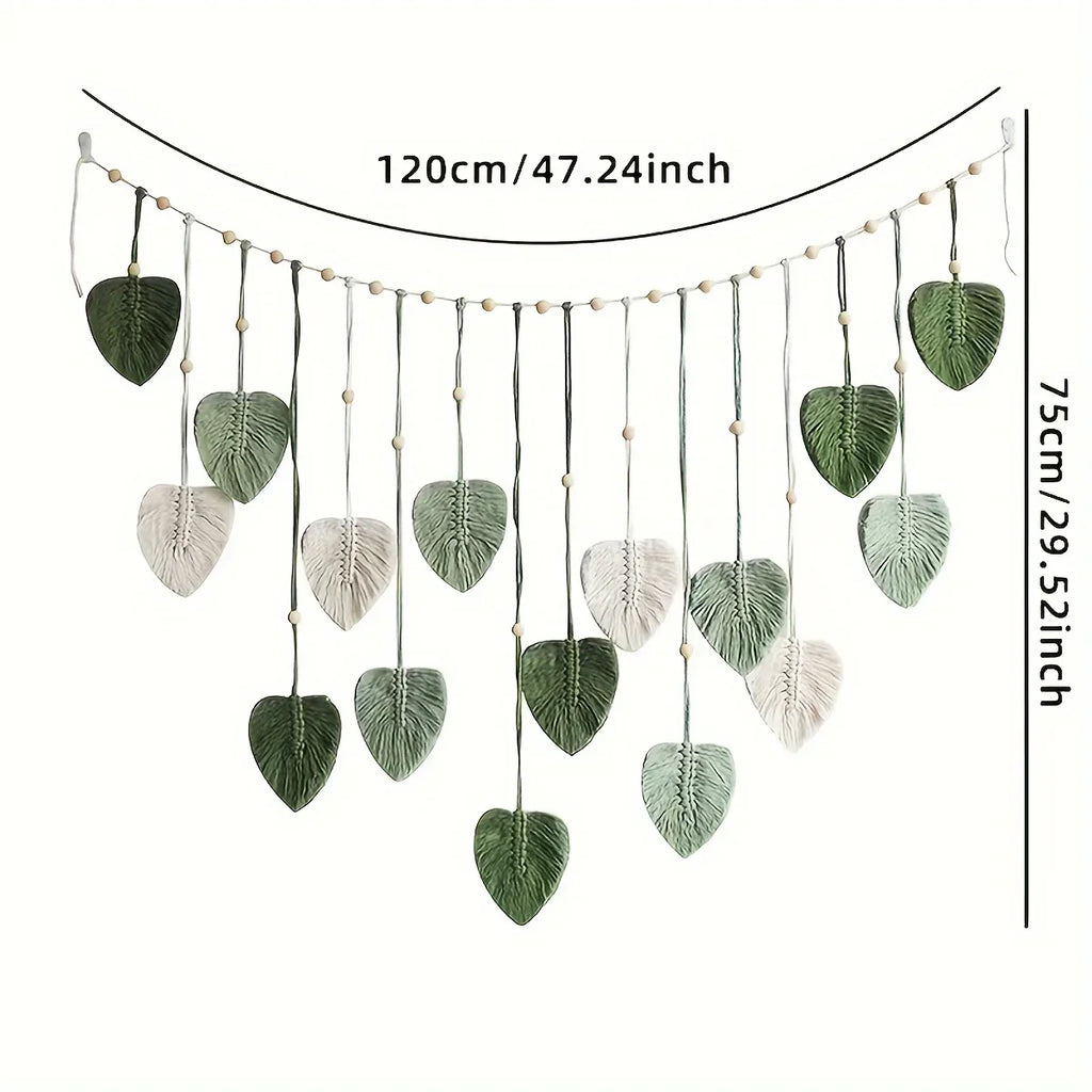 Willow Green Leaf Woven Wall Hanging Garland