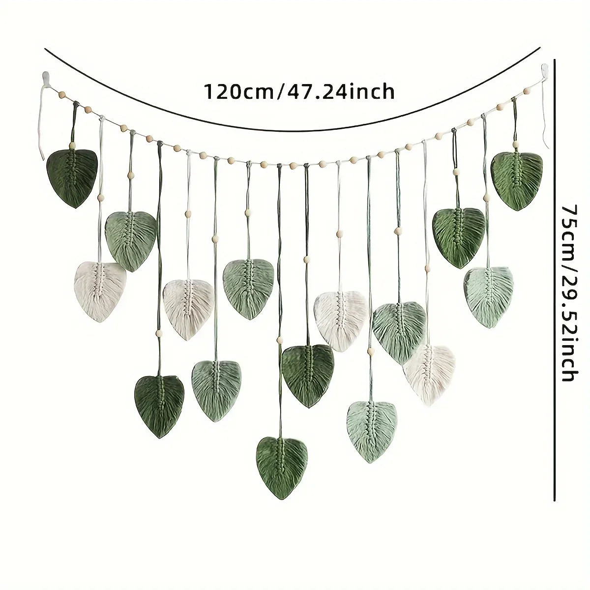 Willow Green Leaf Woven Wall Hanging Garland