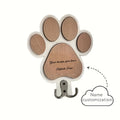 Personalized Paw Print Wooden Leash & Collar Wall Hook