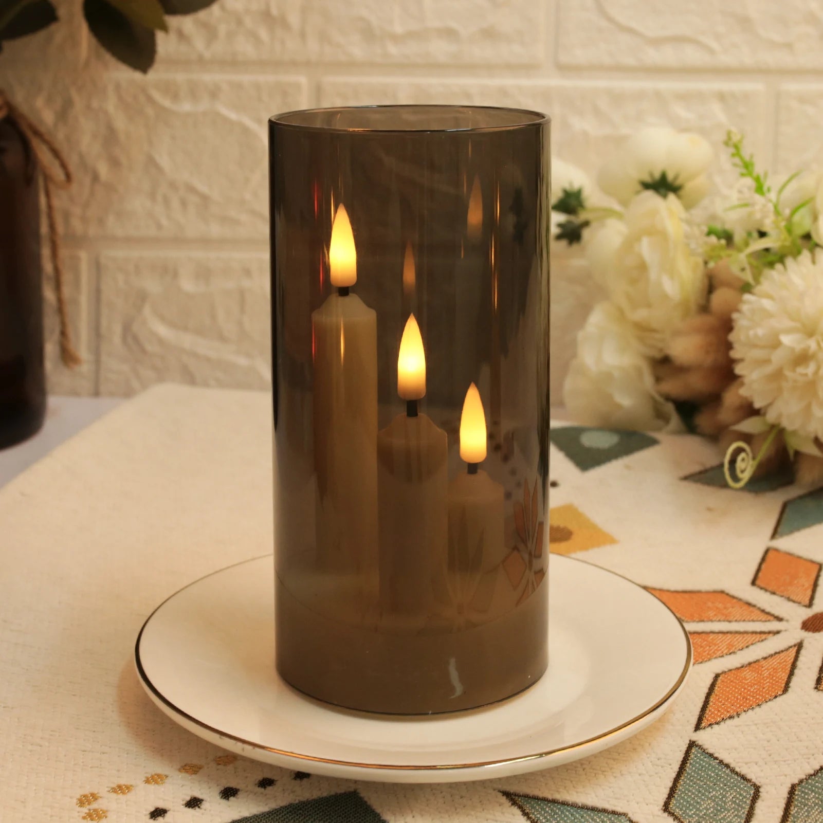 Cyra Cylinder Flameless LED Taper Candle Trio