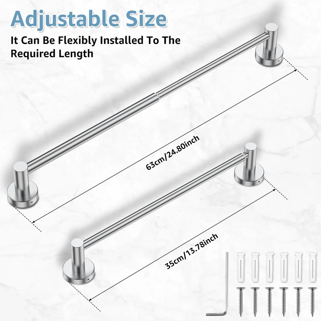 Adjustable Stainless Steel Wall-Mounted Towel Bar