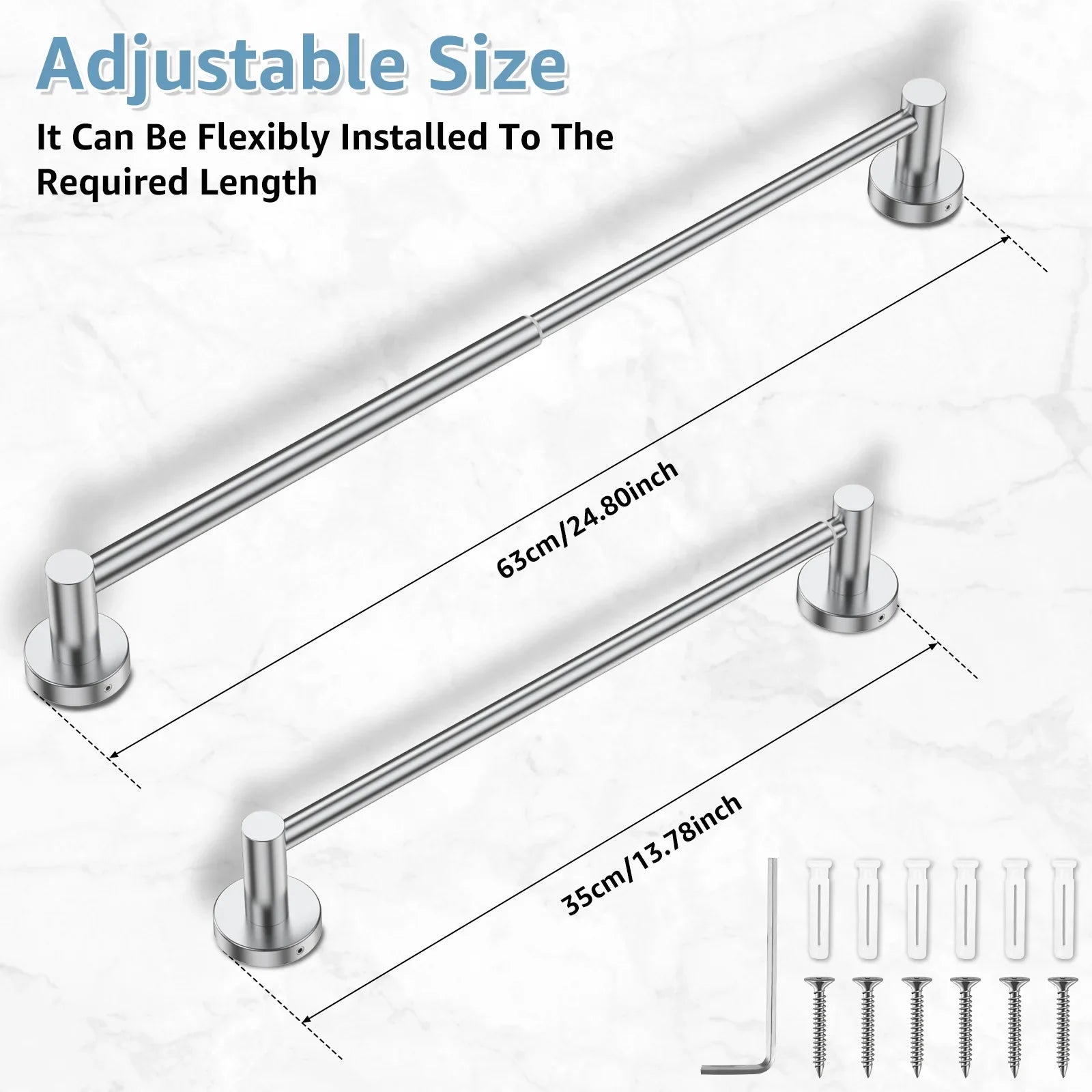 Adjustable Stainless Steel Wall-Mounted Towel Bar