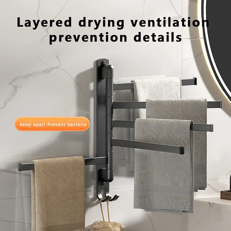 Rotating Stainless Steel Wall-Mounted Towel Rack for Bathroom or Kitchen