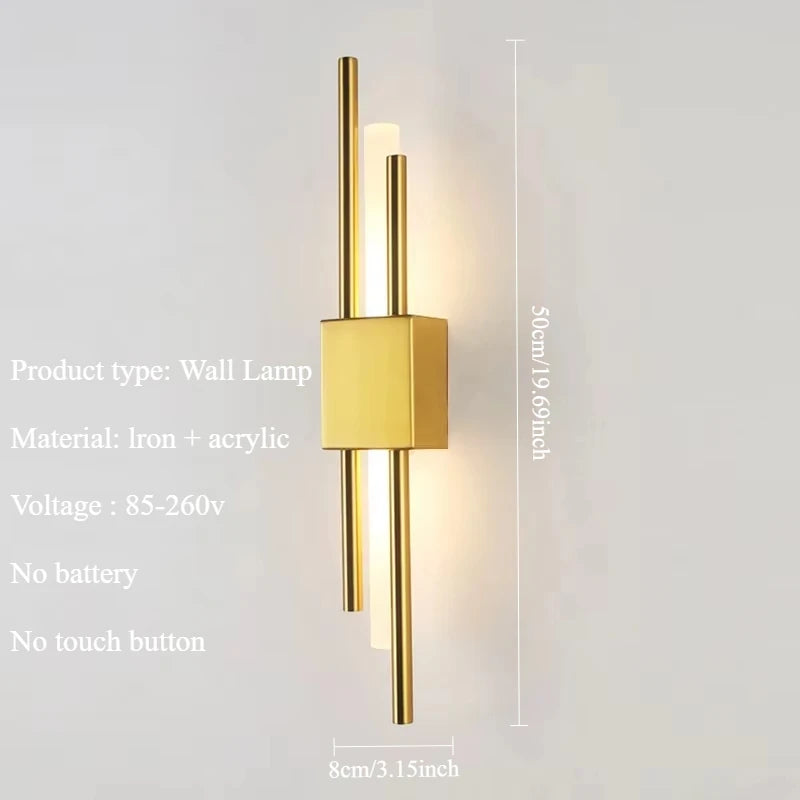 Asta Gold LED Wall Sconce Lamp for Bedroom or Living Room