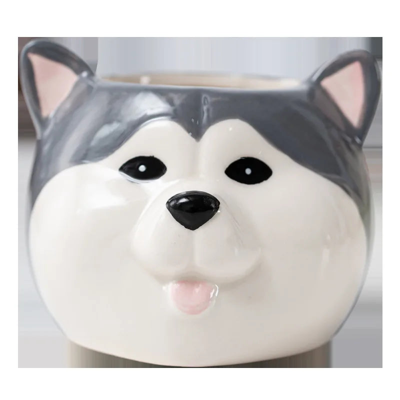 Marlow Dog Face Porcelain Mini Planter – Desktop Animal Pot