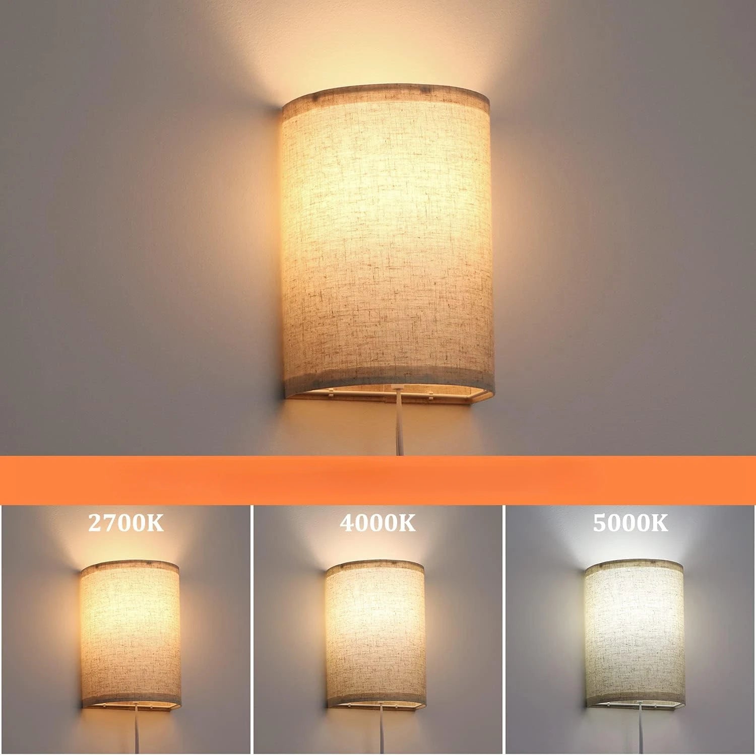 Arden Plug-In Wall Sconce Lamp with Linen Shade
