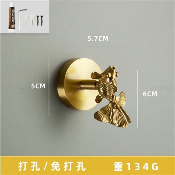 Eden Brass Animal Wall Hook – Sculpted Decorative Hook for Entryway or Bathroom