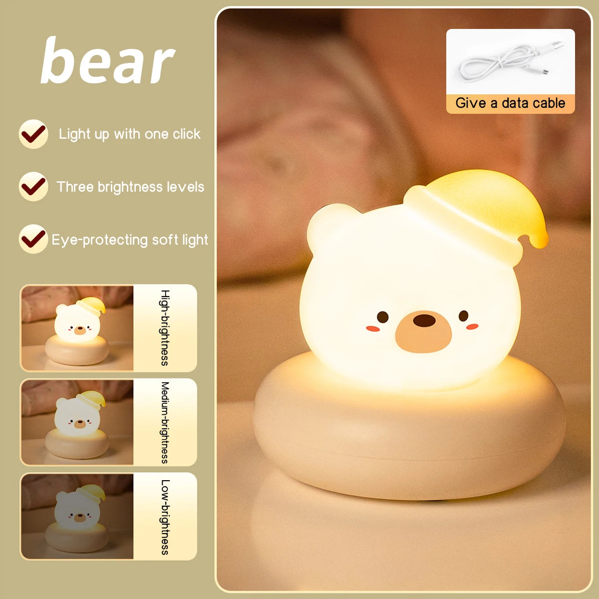 Cleo Animal Touch Night Light for Kids’ Bedrooms & Nursery