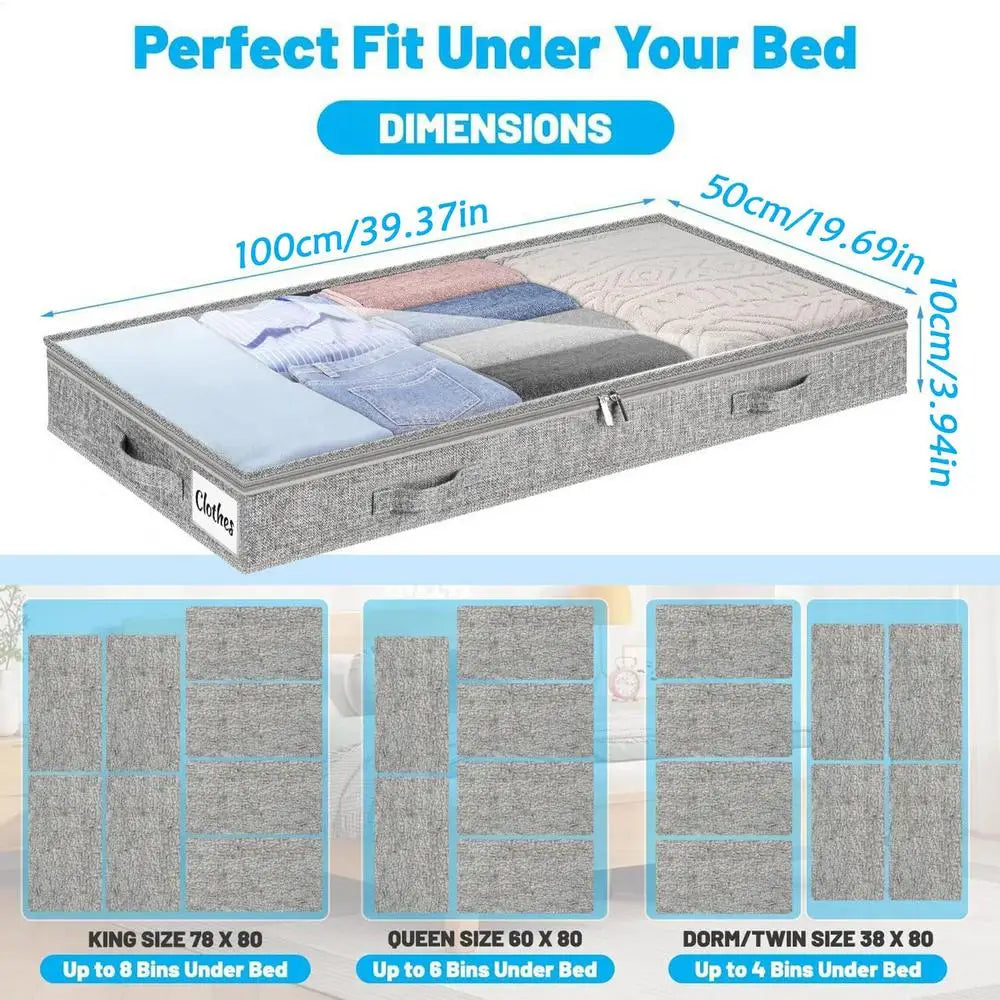 Rolling Underbed Storage Bin with Clear Lid for Clothes & Blankets