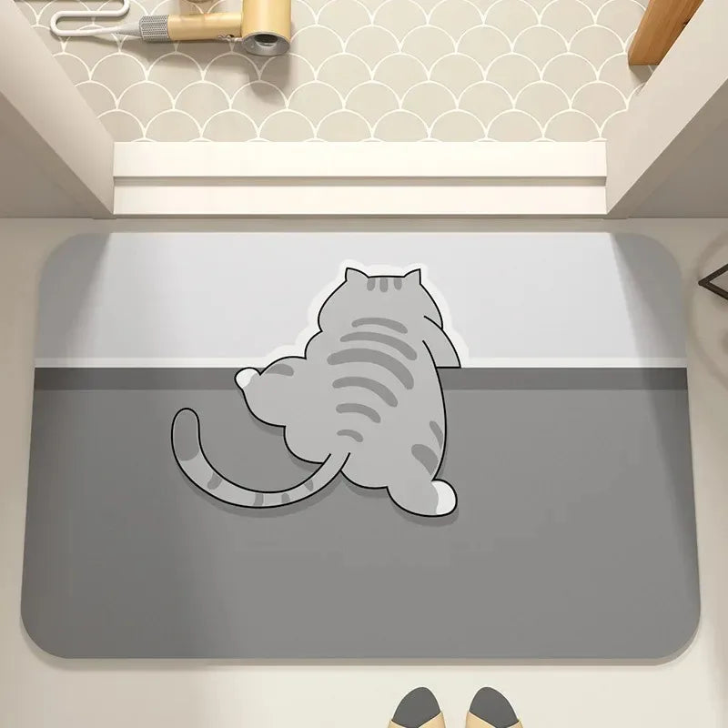 Cartoon Pets Non-Slip Doormat for Entryway, Kitchen, or Bathroom