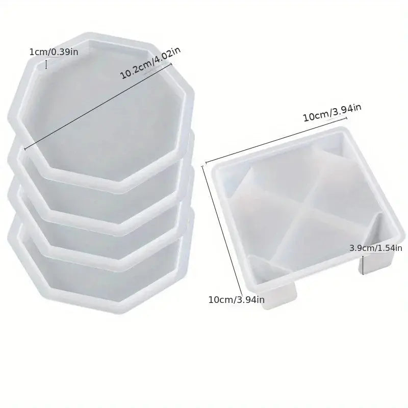 Silicone Resin Coaster Mold Set with Coaster Holder Molds