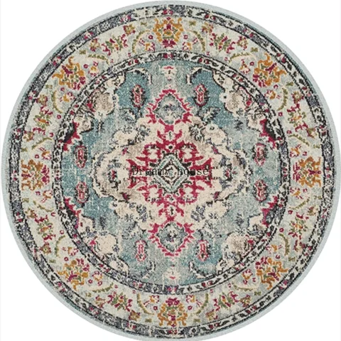 Adara Vintage Round Persian-Style Rug for Living Room or Bedroom
