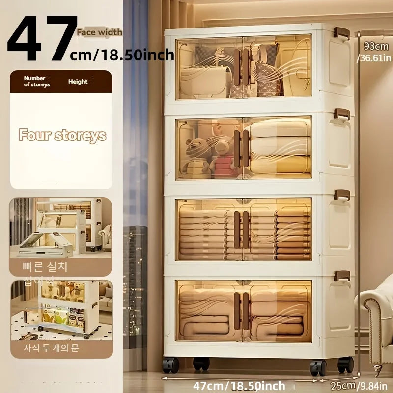Foldable Stackable Storage Cabinet with Clear Front Doors