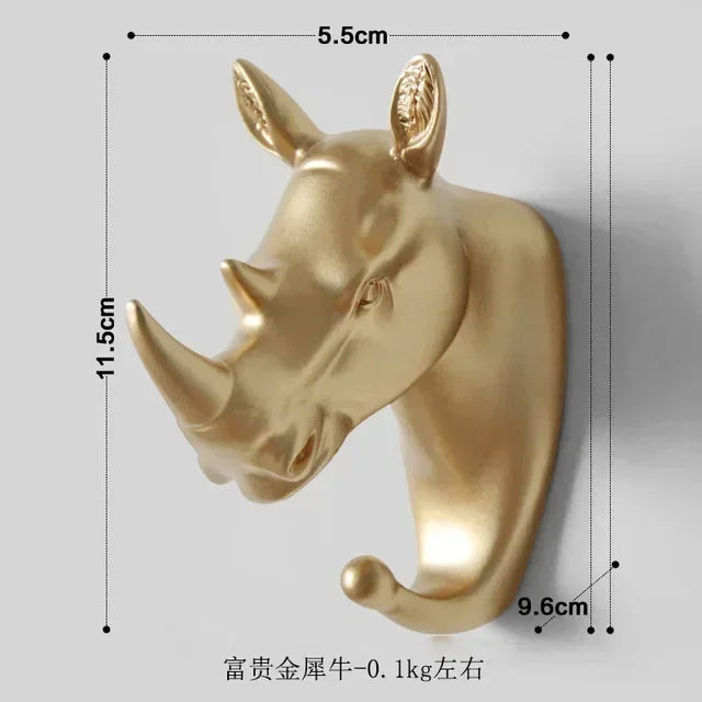 Wildlife Gold Animal Head Wall Hooks – Decorative Single Coat & Entryway Hangers