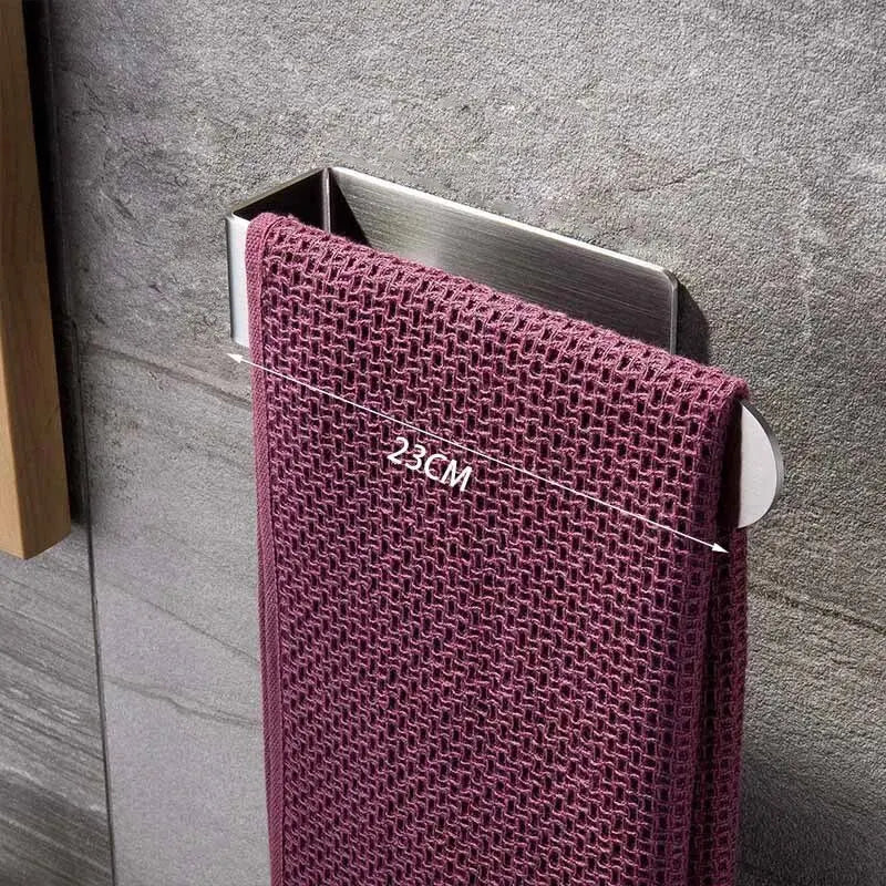 Self-Adhesive Stainless Steel Towel Rack for Bathroom & Kitchen