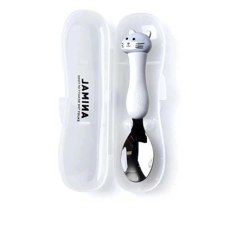 Cartoon Animal Kids Spoon and Fork Set with Carry Case