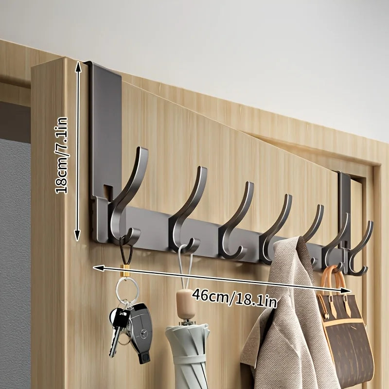 Metal Over-the-Door Hook Rack for Coats, Bags & Towels