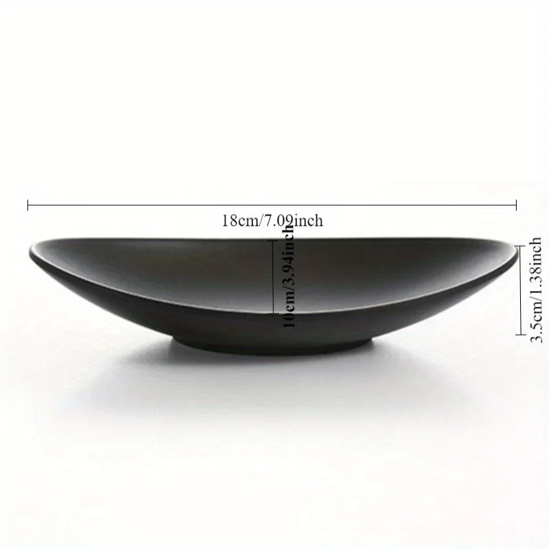 Matte Black Oval Ceramic Tray for Entryway or Nightstand Organization