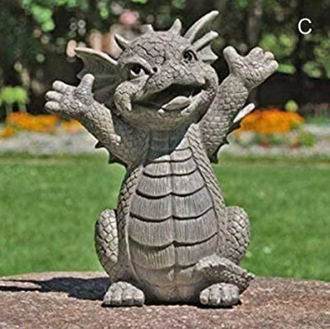 Resin Dragon Meditation Garden Statue with LED Light