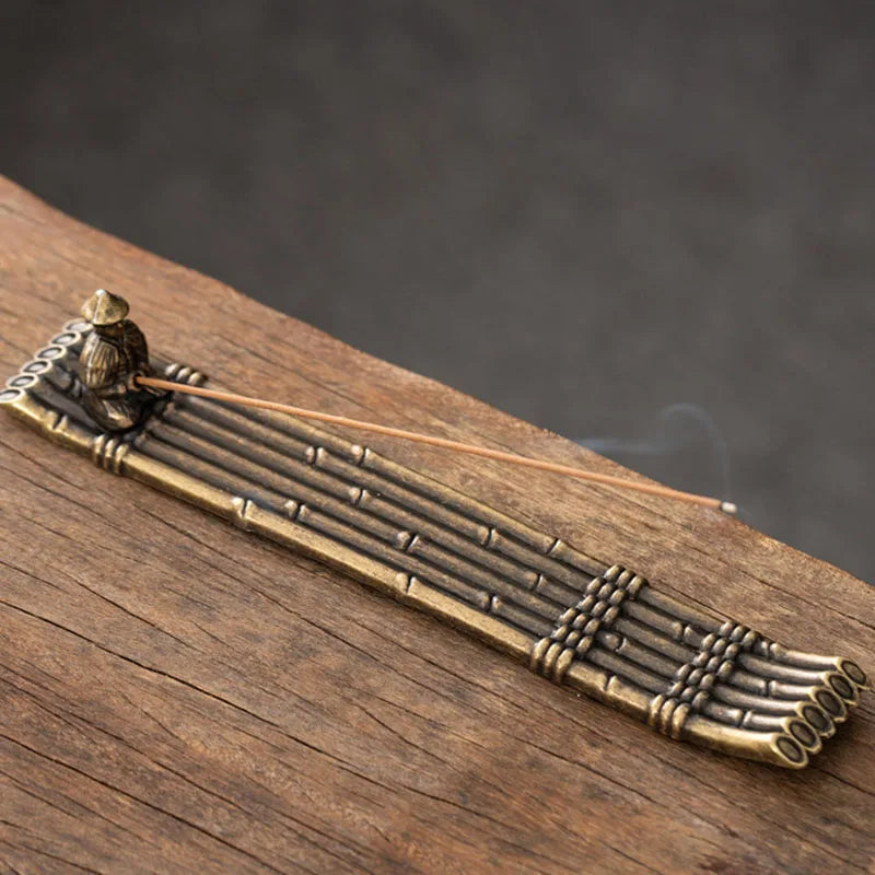 Japanese-Style Metal Boat Incense Stick Holder for Living Room or Study