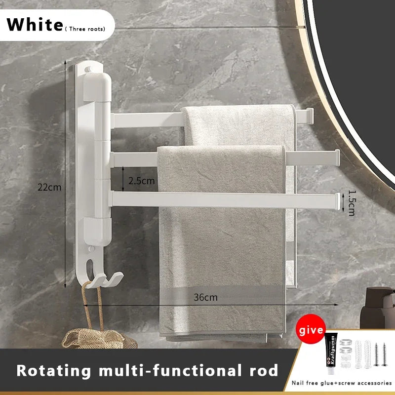 Rotating Stainless Steel Wall-Mounted Towel Rack for Bathroom or Kitchen