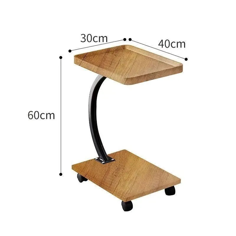 Eden Modern Rolling Side Table with Storage Shelf