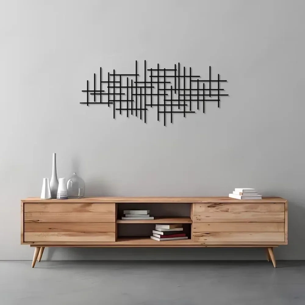 Gridline Metal Wall Art Sculpture – Geometric Wall Decor Panel