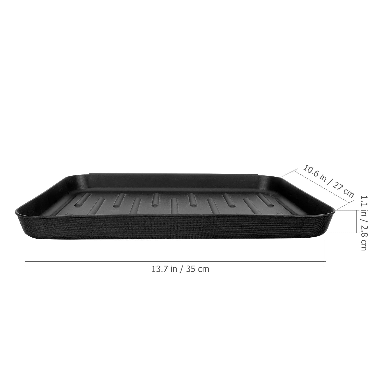 Waterproof Boot and Shoe Tray for Entryway or Closet, Black Plastic, 14" x 11"