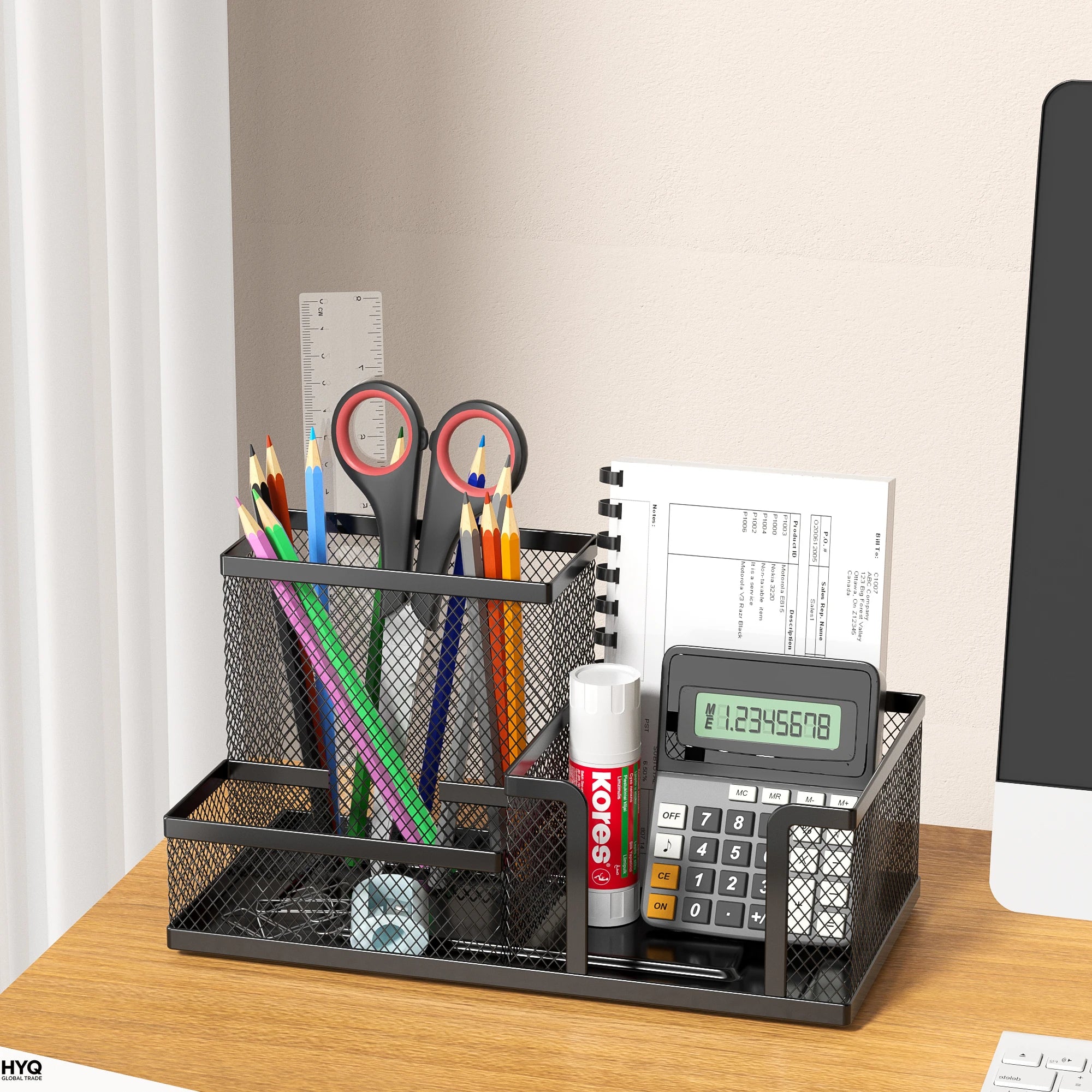 Mesh Desk Organizer with 3 Compartments for Pens, Supplies & Accessories