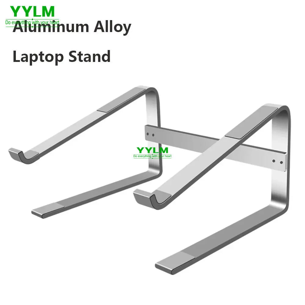 Aluminum laptop stand with open frame design for desk use
