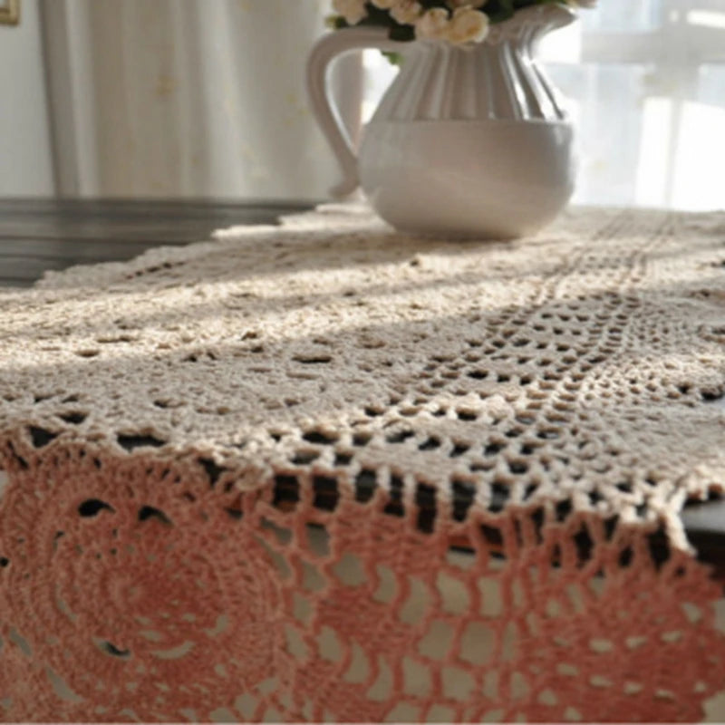 Willow Crochet Table Runner in Handcrafted 100% Cotton for Dining & Living Room Decor