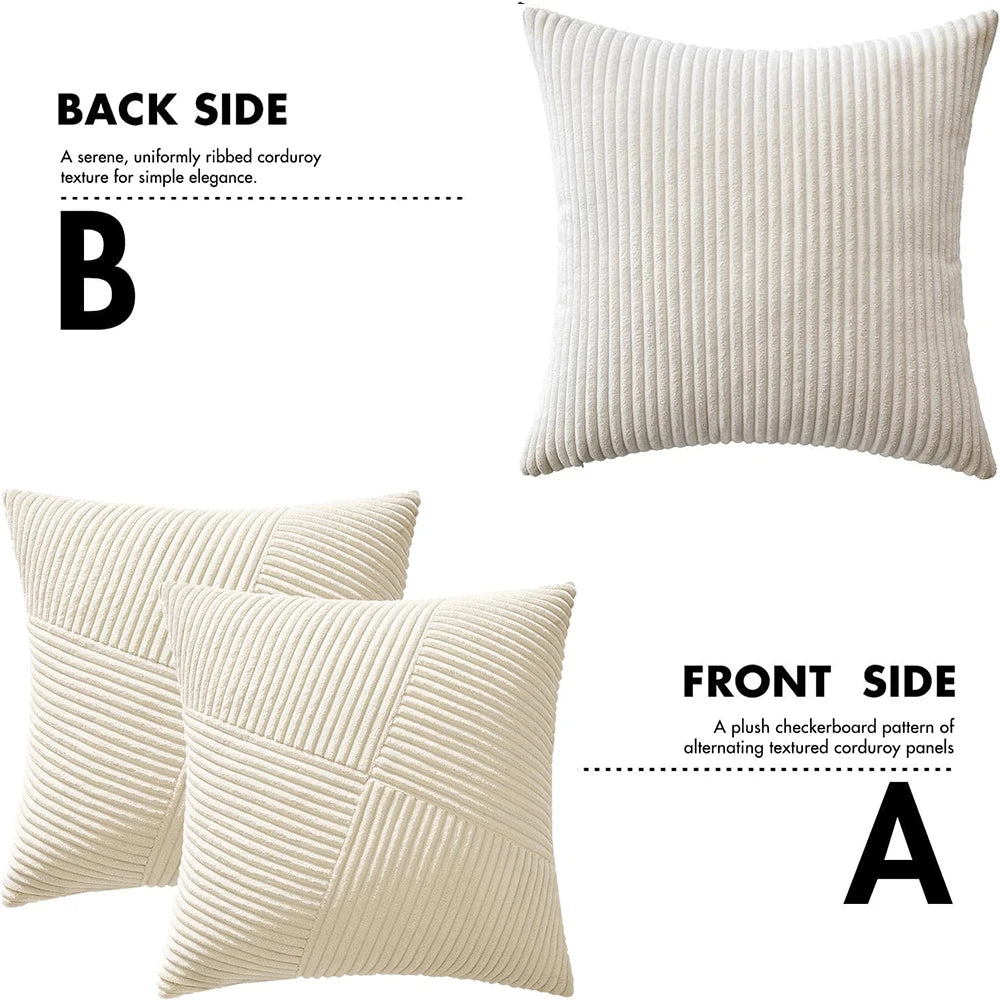 Marlow Corduroy Textured Throw Pillow Cover, 45x45cm