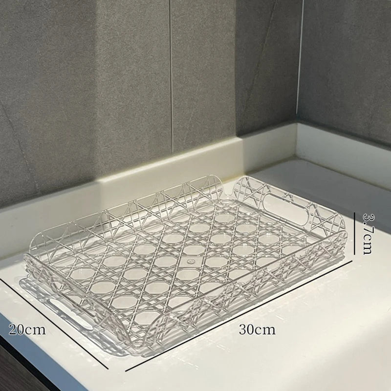 Clear Rectangular Tea and Coffee Tray with Handles – 2 Sizes