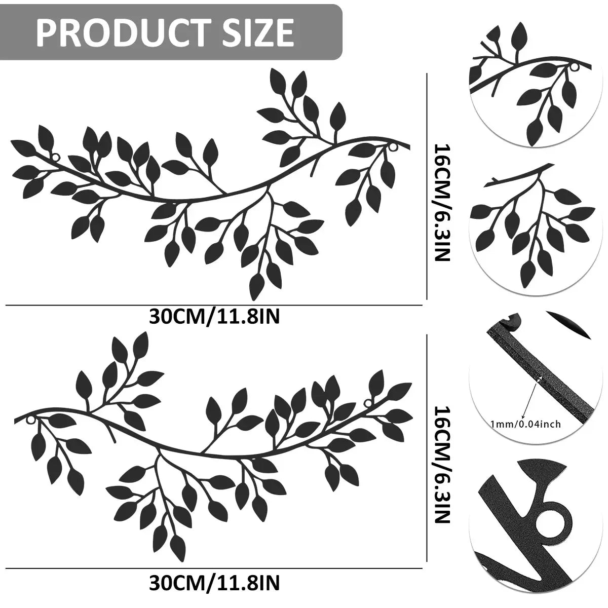 Olive Grove Metal Branch Wall Art – Set of 2