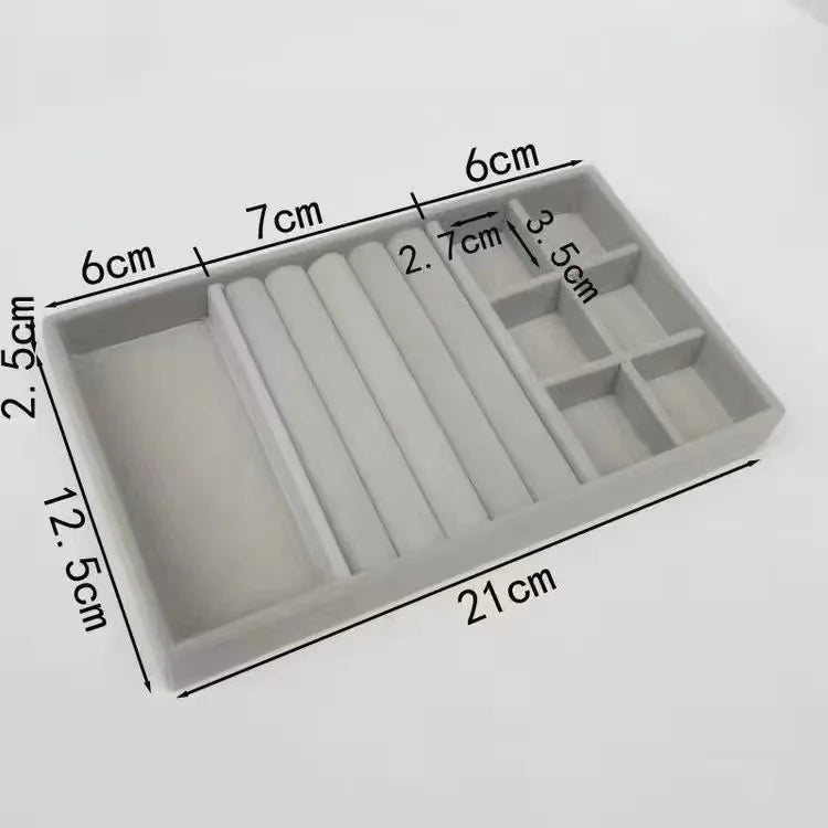 Velvet Jewelry Drawer Organizer Tray – Various Grid Options