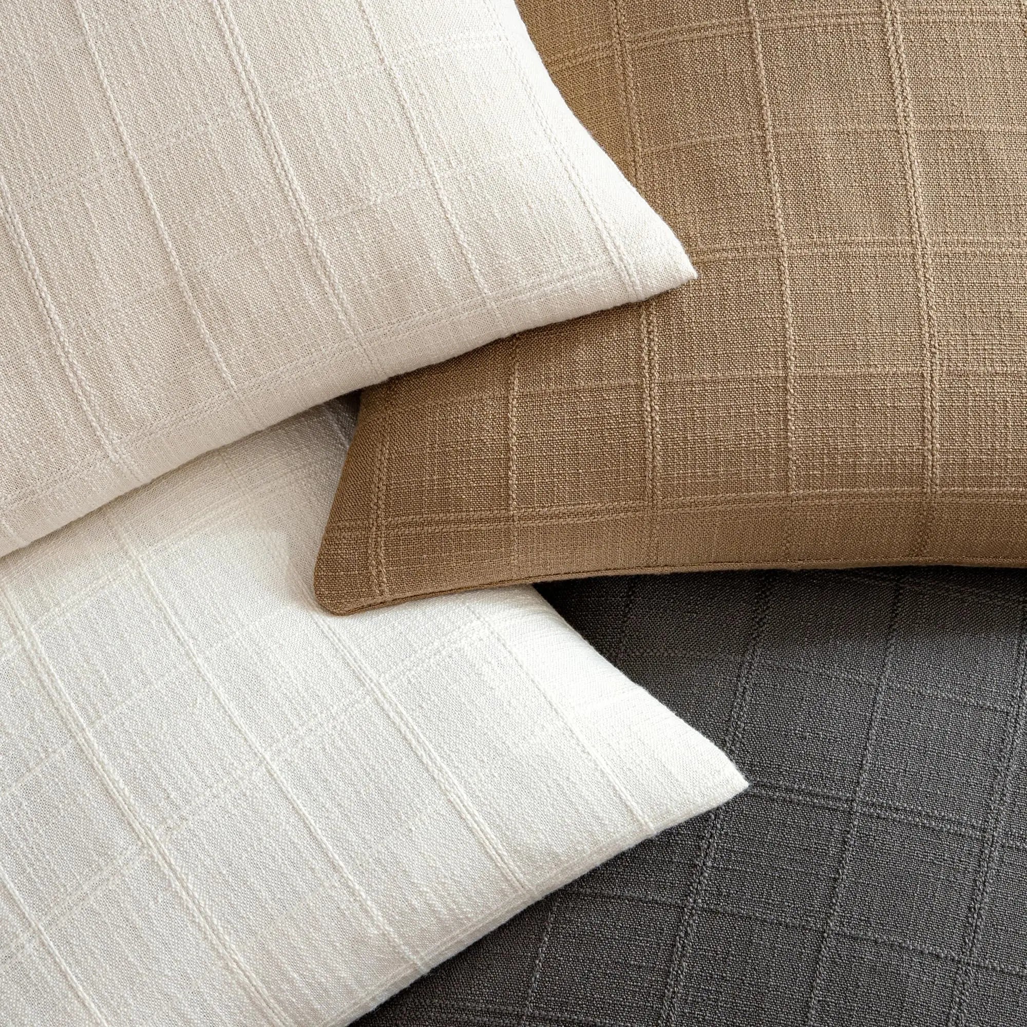 Rowan Plaid Linen-Cotton Throw Pillow Cover