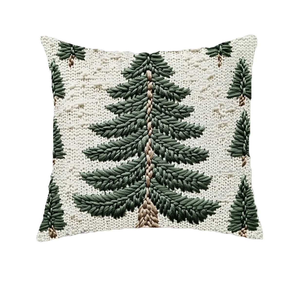 Evergreen Tree Linen Throw Pillow Cover – 45x45cm Decorative Cushion for Cozy Winter Decor