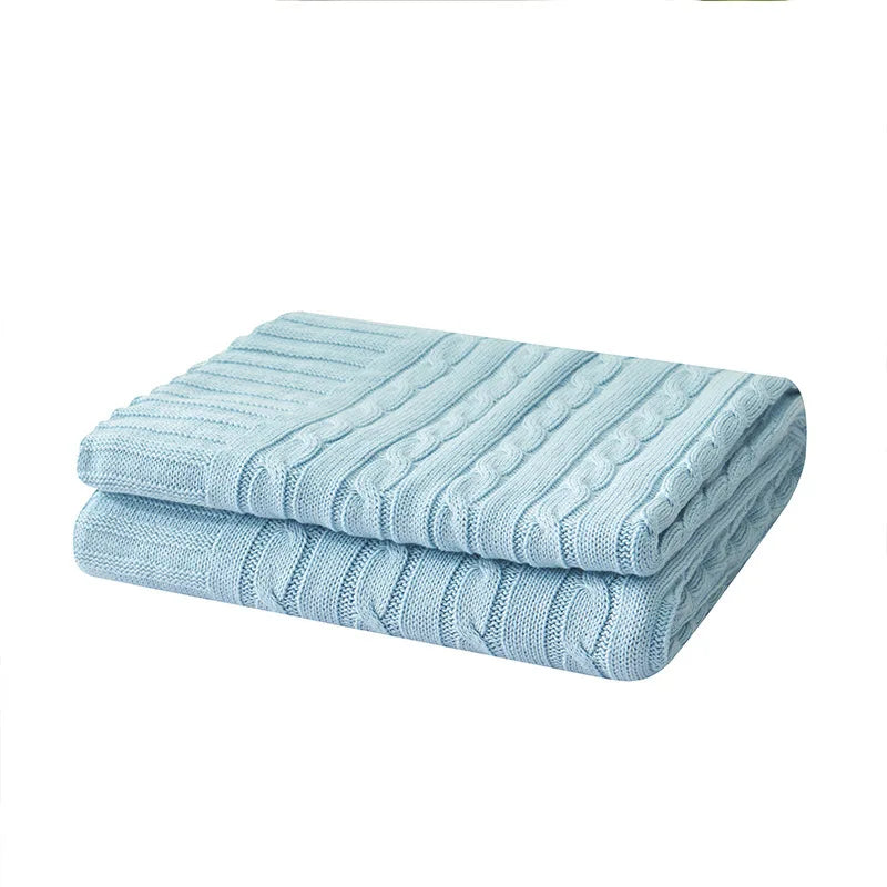 Cable Knit Cotton Throw Blanket – Cozy Decorative Bed & Sofa Blanket