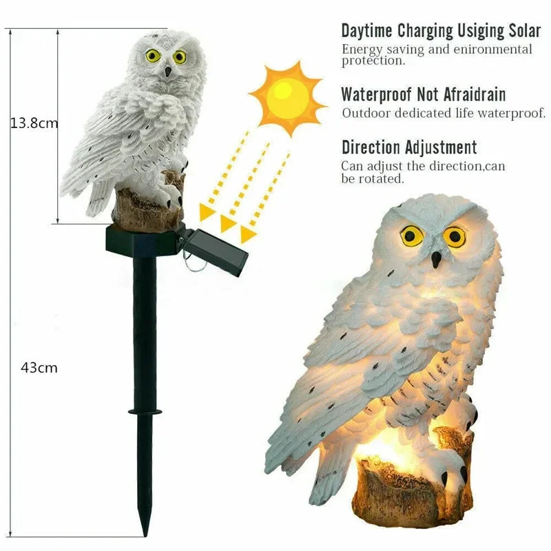 Snowy Owl Solar Garden Light – Animal Outdoor Decorative Lamp