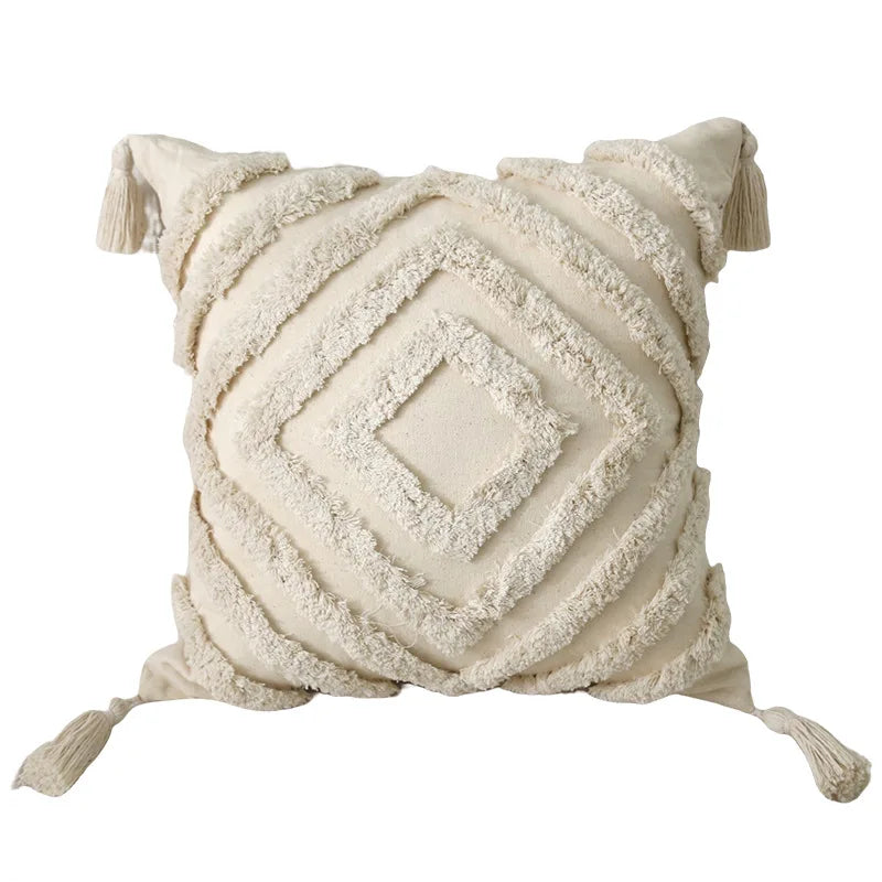 Sadie Tufted Cotton Tassel Pillow Cover