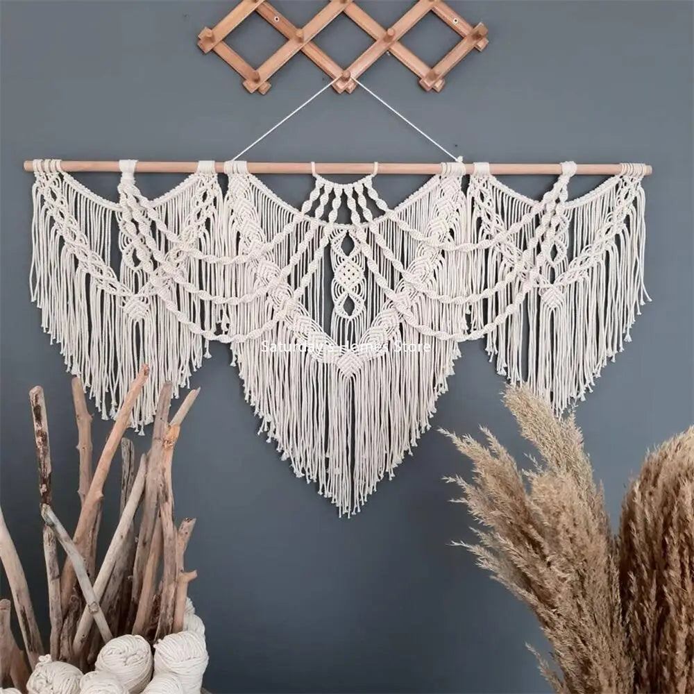 Wren Handwoven Macrame Wall Hanging, Large Boho Tapestry