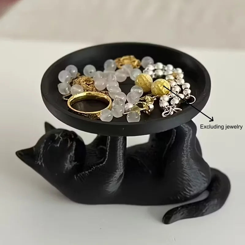 Stretching Cat Jewelry Tray – Decorative Catchall for Bedroom or Entryway
