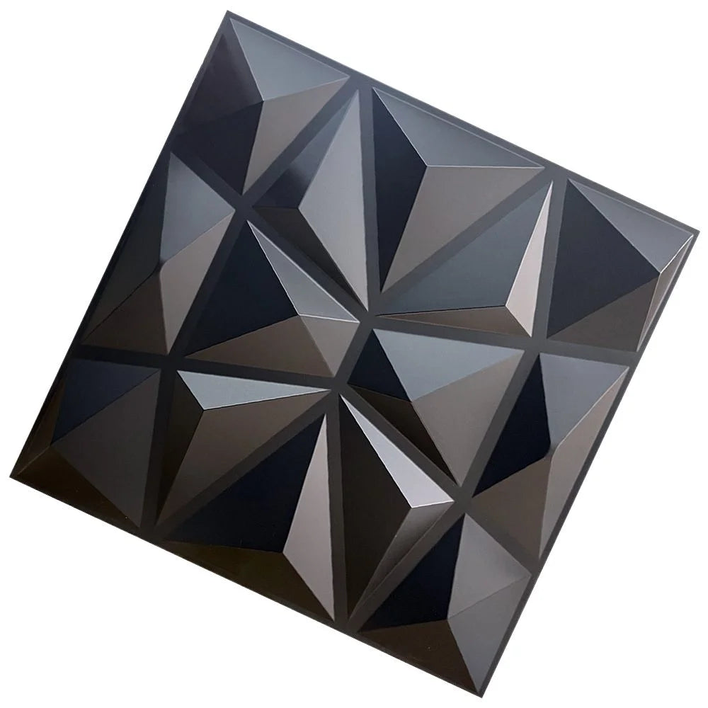 Diamond Design 3D Wall Panels – Modern Self-Adhesive Decorative PVC Tiles for Living Room & Bedroom Accent Walls, 30x30cm, Black or