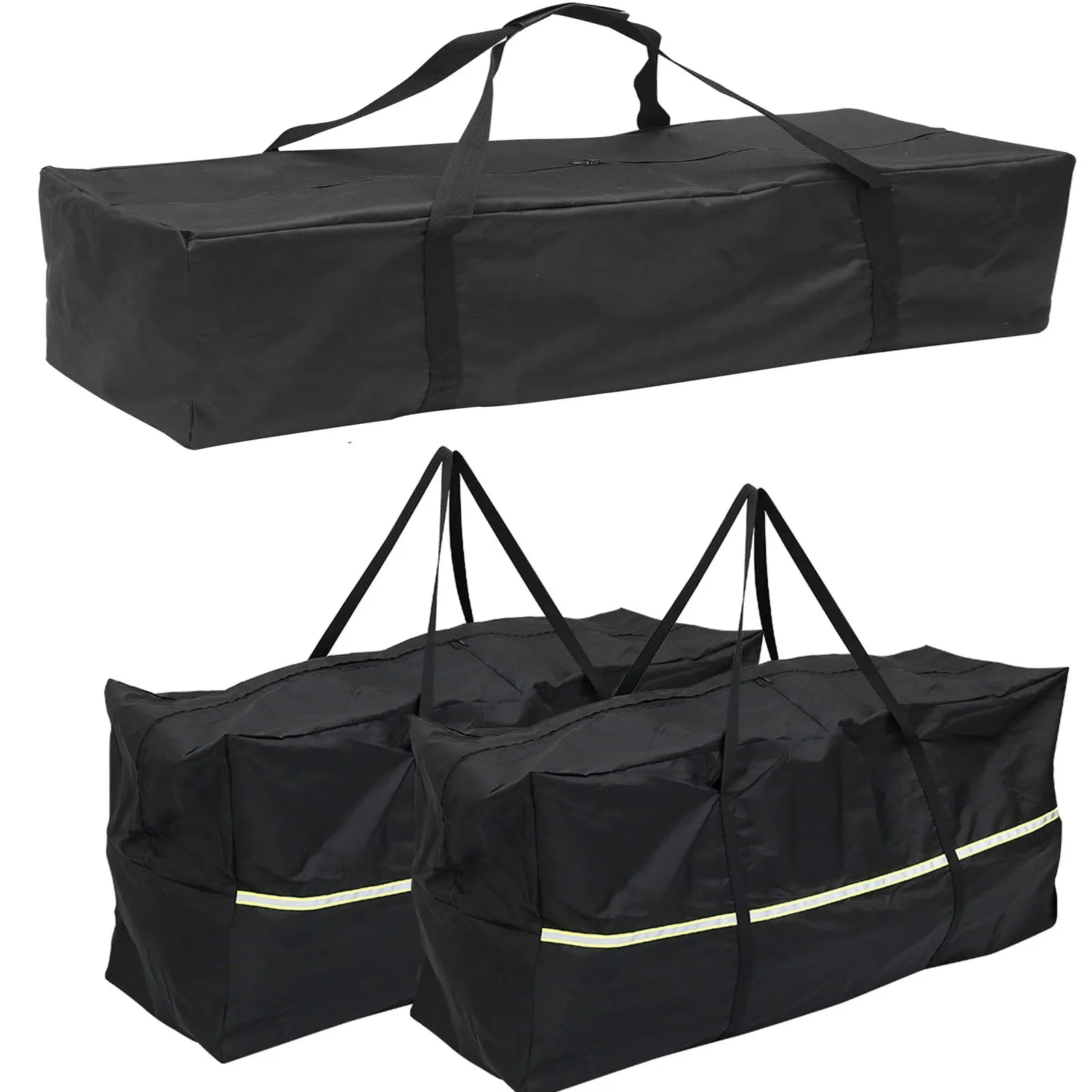 Large black Oxford storage bags for patio cushions, sports equipment, or holiday décor