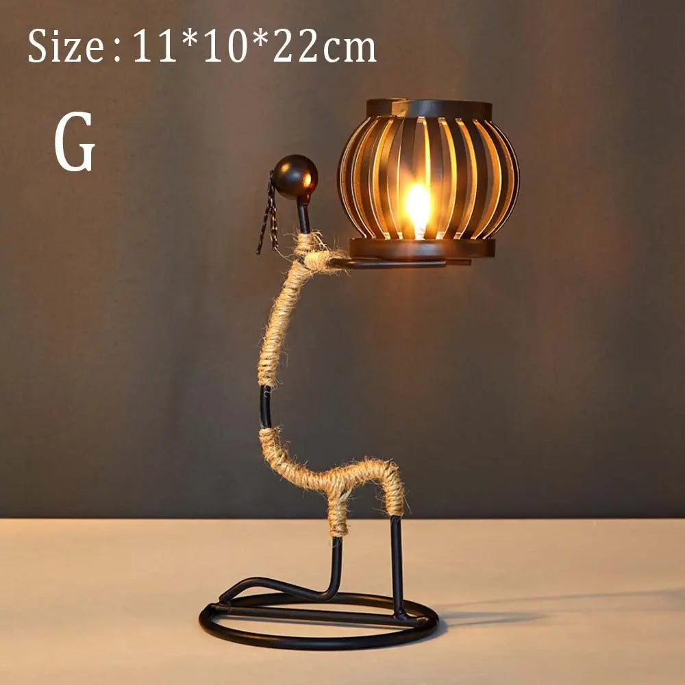 Nadira Abstract Character Metal Candle Holder for Living Room & Tabletop Decor